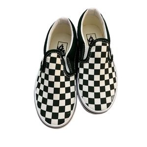 Vans US Kids Size 12 Classic Slip-On Duck Green/White Checkerboard Shoes New!